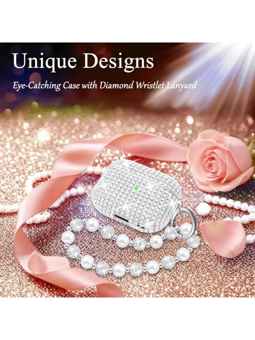 Glitter Silver AirPods Pro 3 Case with Keychain - Stylish & Protective Accessory